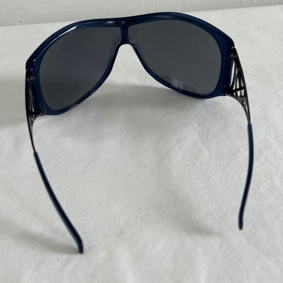 YSL 6107/S Shield Sunglasses Navy Blue Italy Made w/ Crystal Temples - Picture 10 of 14